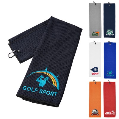 400GSM Waffle Texture Golf Towel With Hook-3 Holes