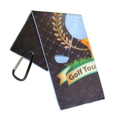 Sublimated Golf Towel with Premium Carabiner